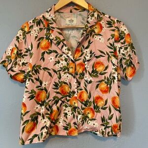 Marine Layer Short Sleeve Button Down Blouse - Pink Peaches